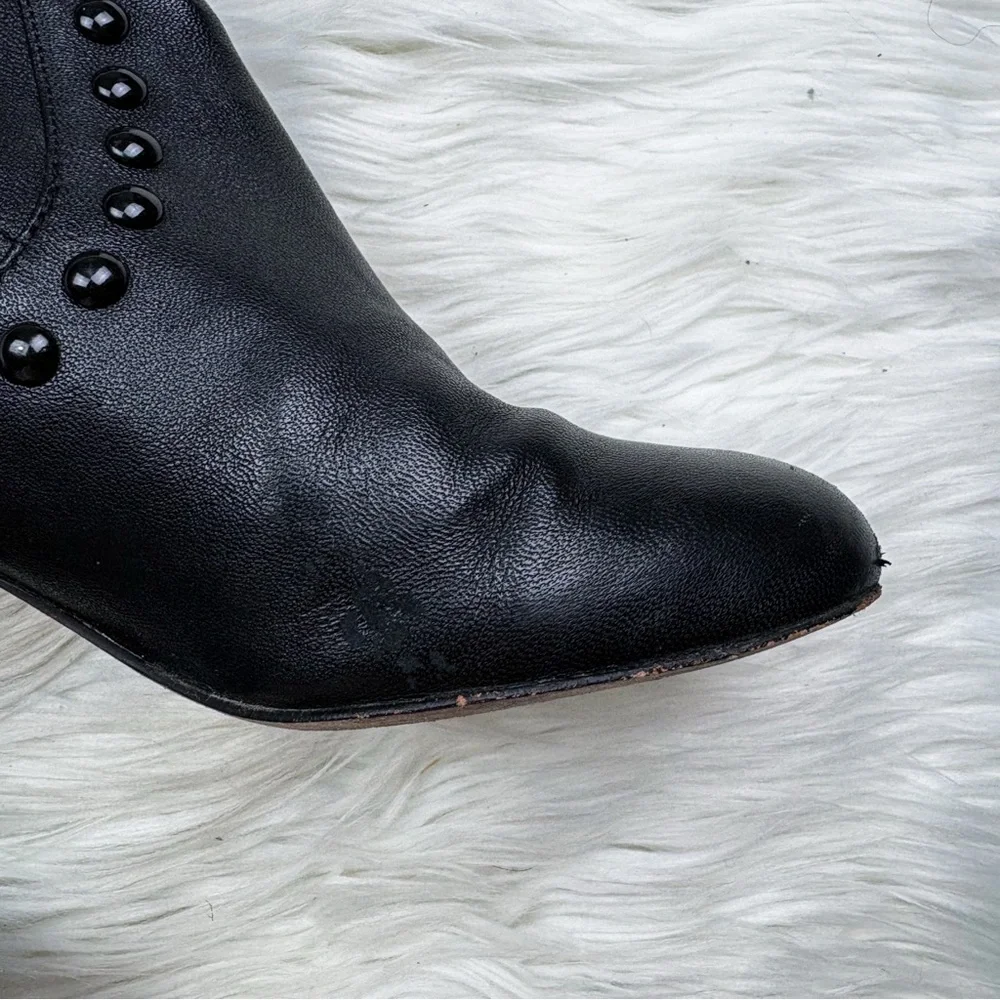 Coach Britney Leather Knee High Tall Studded Sock Boot Heeled Black Size 6